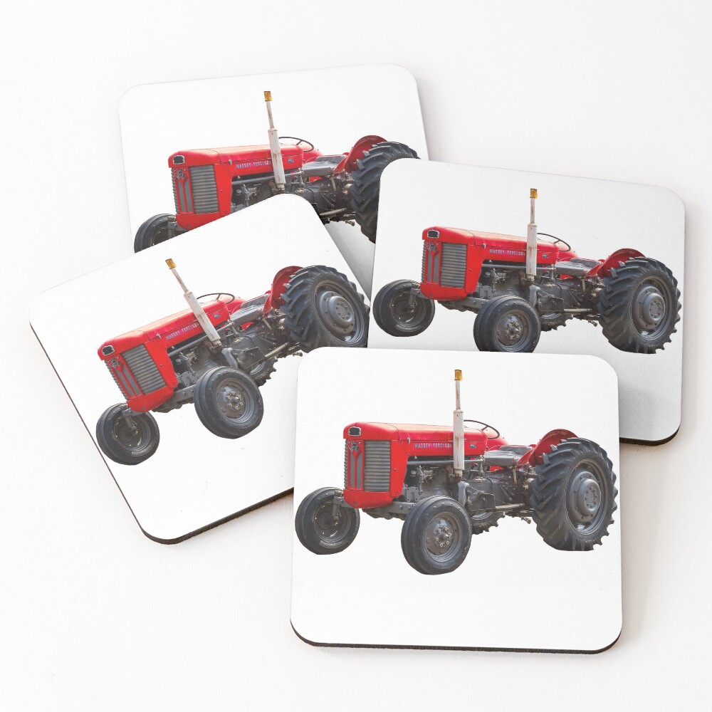 Vintage Farming Scene With Tractor Set of 4 Coasters 