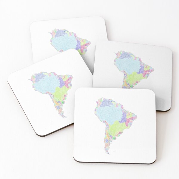 Item preview, South America River Basin Map in Rainbow Colours with White Background designed and sold by GrasshopperGeo.