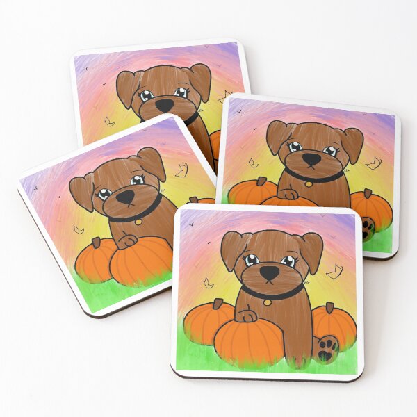 Item preview, Cute cartoon puppy with pumpkins designed and sold by randomartistkc.