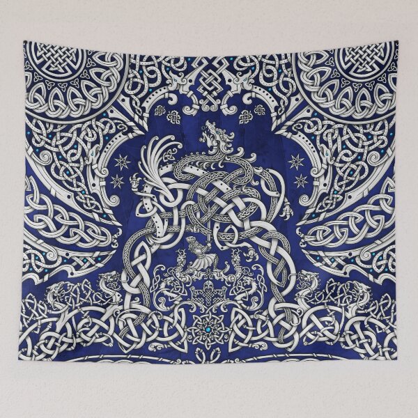 Item preview, Viking style Dragon - White and Blue designed and sold by Abysm Internal.