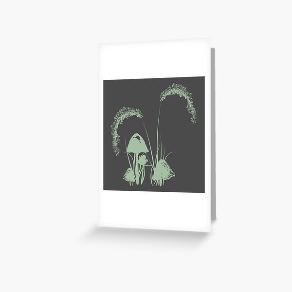 Mushroom Buds in Gray Mint Greeting Card