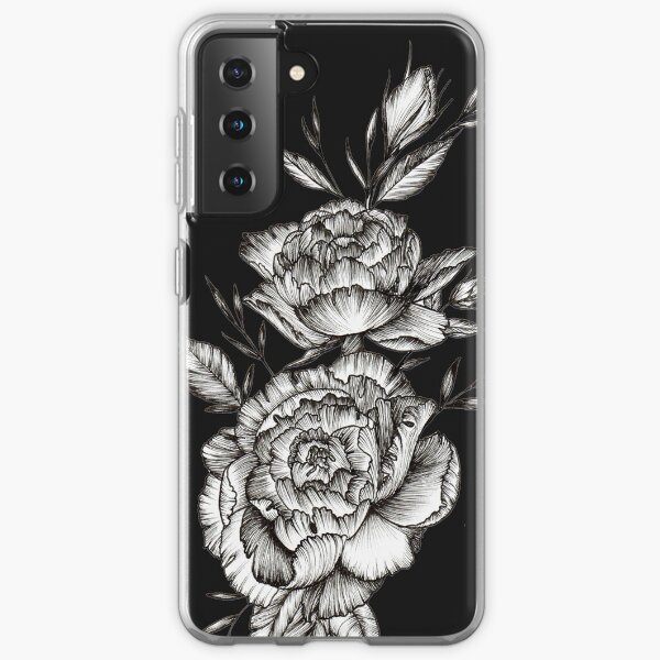Blackwork Peony Samsung Galaxy Soft Case