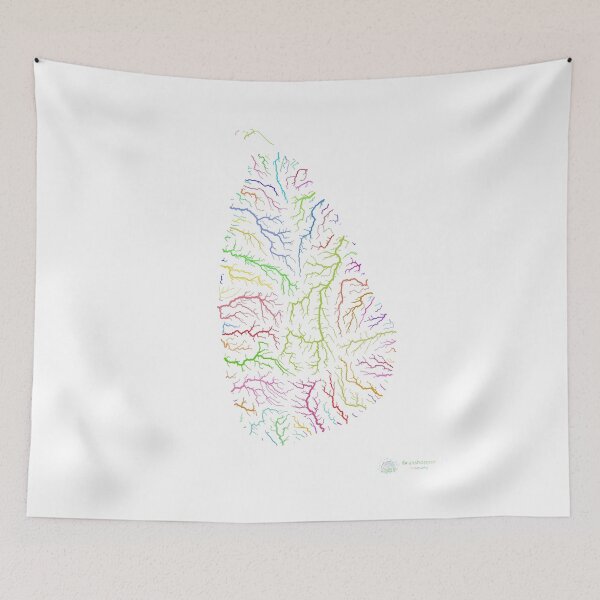 Item preview, Sri Lanka River Basin Map in Rainbow Colours with White Background designed and sold by GrasshopperGeo.