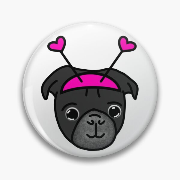 Item preview, Black Pug Hot Pink Heart Bopper designed and sold by LeasPugGrumble.