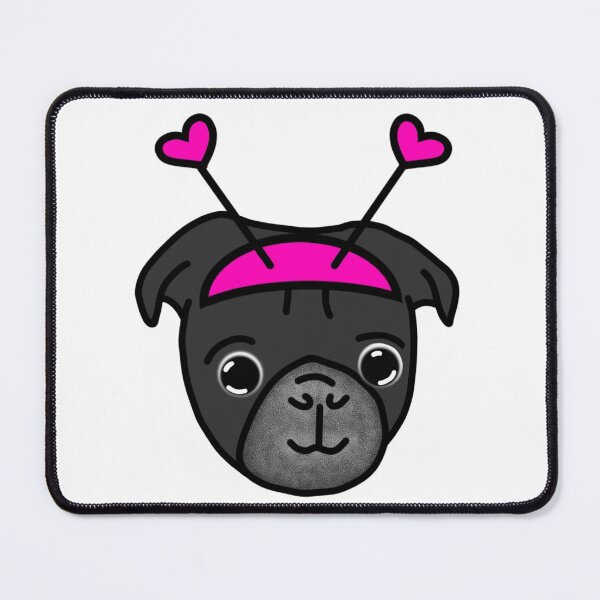 Item preview, Black Pug Hot Pink Heart Bopper designed and sold by LeasPugGrumble.