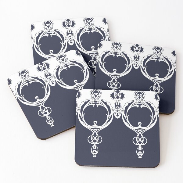 Item preview, Elegant, ornamental, lines, vines, navy blue, white designed and sold by Svitac.