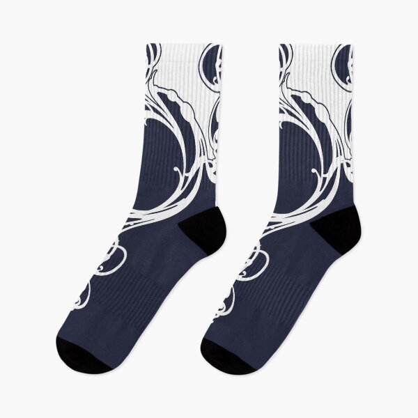 Item preview, Elegant, ornamental, lines, vines, navy blue, white designed and sold by Svitac.