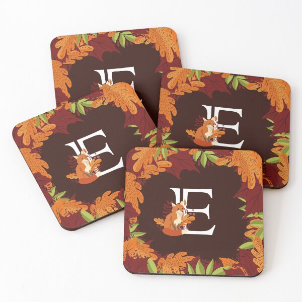 Aperçu de l'œuvre Lettre E Initiale Monogramme Automne Automne Renard créée et vendue par Maria Garcia.