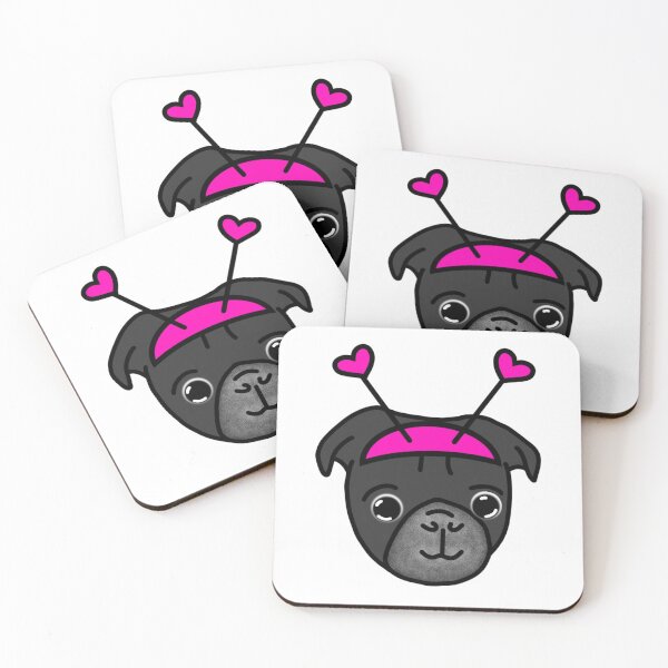 Item preview, Black Pug Hot Pink Heart Bopper designed and sold by LeasPugGrumble.