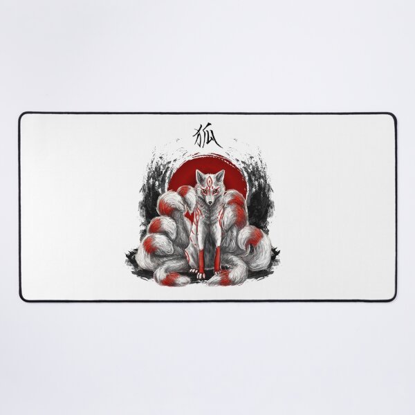 Japanese Nine Tailed Fox Kitsune Desk Mat