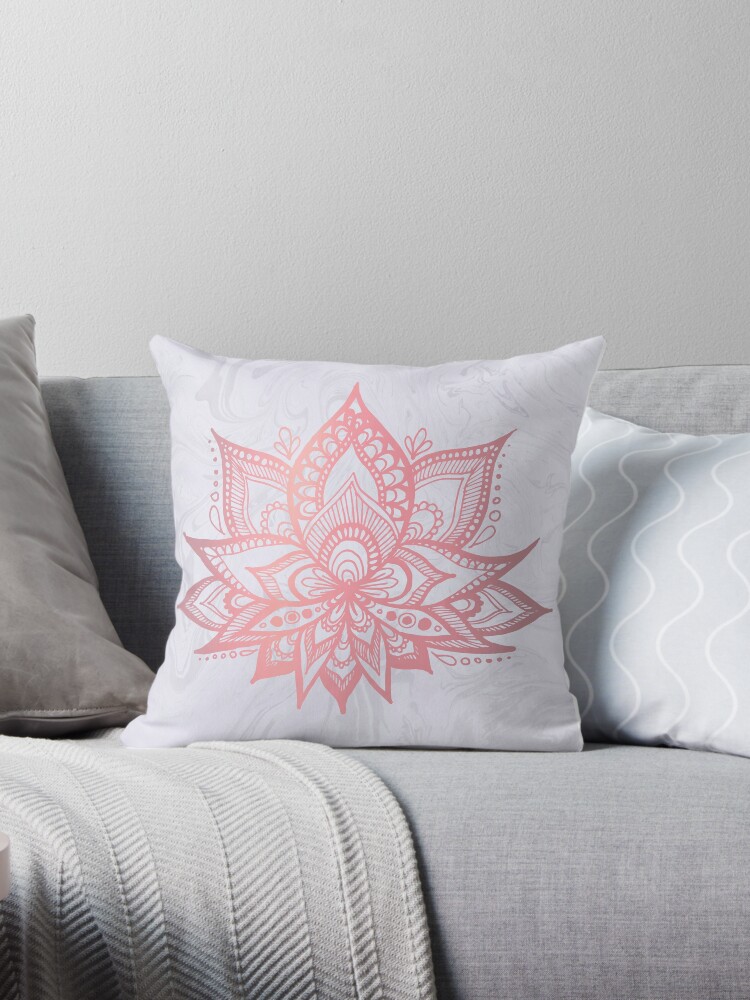 Pink Lotus Flower Throw Pillow 