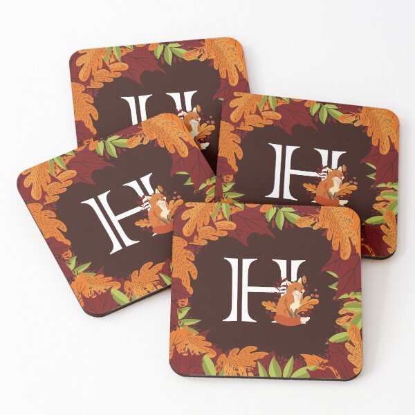 Aperçu de l'œuvre Lettre H initiale monogramme automne automne renard créée et vendue par Maria Garcia.