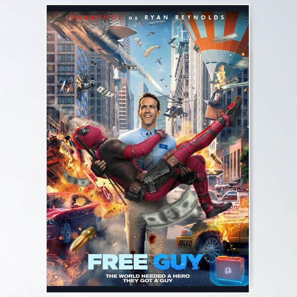 Free Guy Movie Ryan Reynolds Poster Vector Art Digital Print Printable for  Stickers Wallpaper Canvas and More