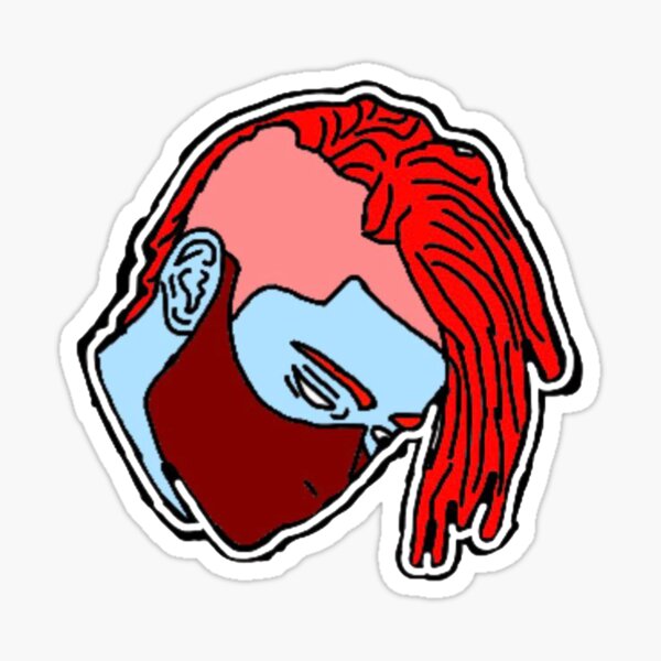 masked boy with red braids Sticker