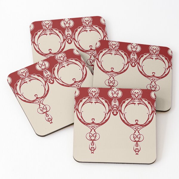 Item preview, Elegant, ornamental, lines, vines, burgundy, beige, white designed and sold by Svitac.