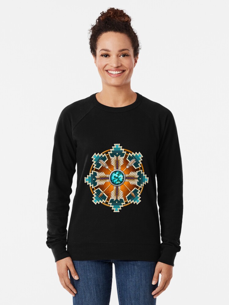 Turquoise Native American Style Mandala Lightweight Sweatshirt By