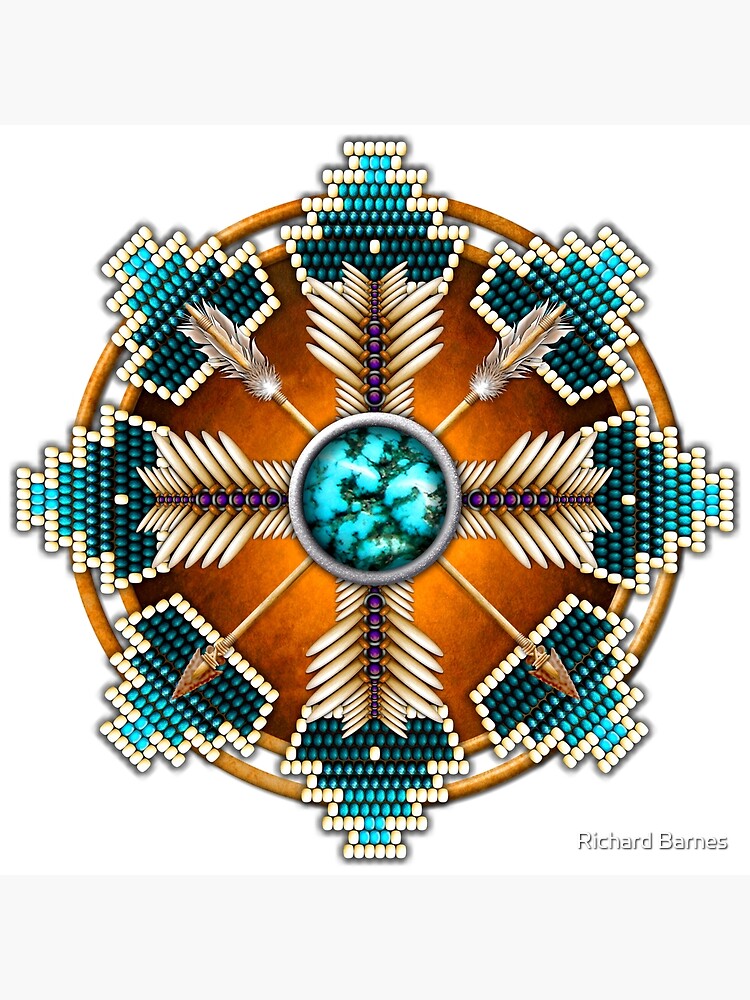 Disover Turquoise Native American Style Mandala Premium Matte Vertical Poster