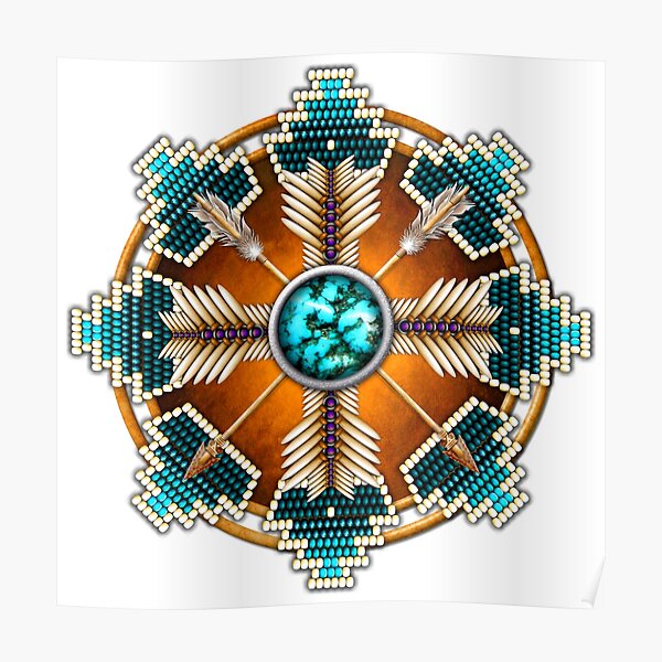Turquoise Native American Style Mandala Poster