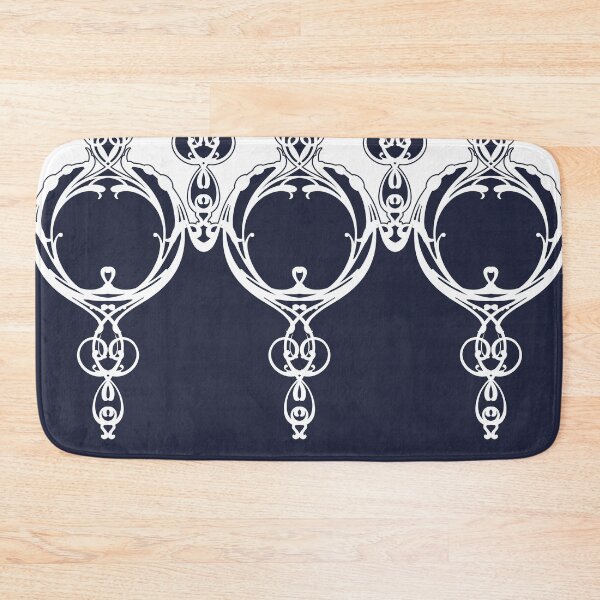 Item preview, Elegant, ornamental, lines, vines, navy blue, white designed and sold by Svitac.