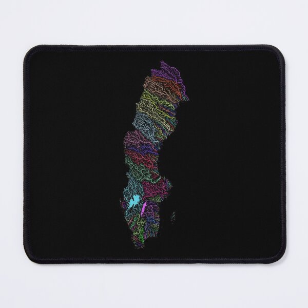 Item preview, Sweden River Basin Map in Rainbow Colours with Black Background designed and sold by GrasshopperGeo.