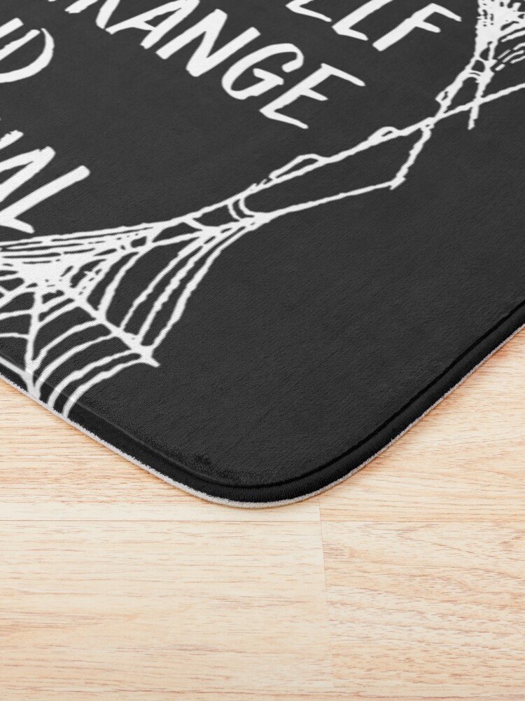 Thumbnail 3 of 6, Bath Mat, I Myself Am Strange And Unusual Beetlejuice Movie Quote Lydia Deetz Spider Web designed and sold by GRAPHICxBOMB.