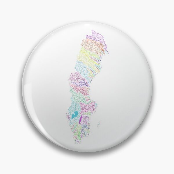 Item preview, Sweden River Basin Map in Rainbow Colours with White Background designed and sold by GrasshopperGeo.