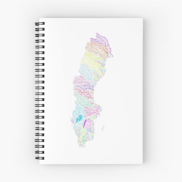 Item preview, Sweden River Basin Map in Rainbow Colours with White Background designed and sold by GrasshopperGeo.