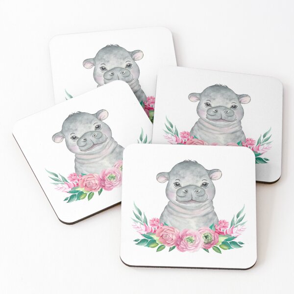 Item preview, Cute Watercolor Hippo designed and sold by PinkPerfect.