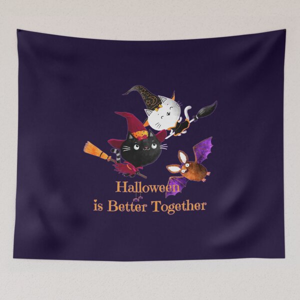 Item preview, Halloween Is Better Together Witch Cats and Bat designed and sold by BeeZBeez.