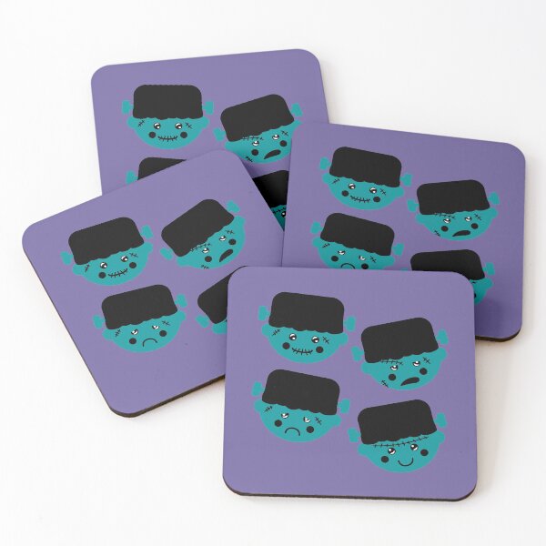 Item preview, Ocean Teal & Royal Purple Cute Frankenstein Faces Pattern designed and sold by Jelly Turnip.