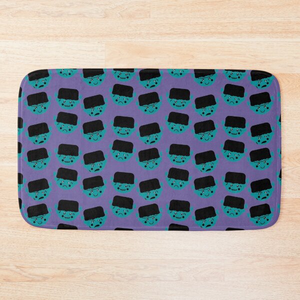 Item preview, Ocean Teal & Royal Purple Cute Frankenstein Faces Pattern designed and sold by Jelly Turnip.