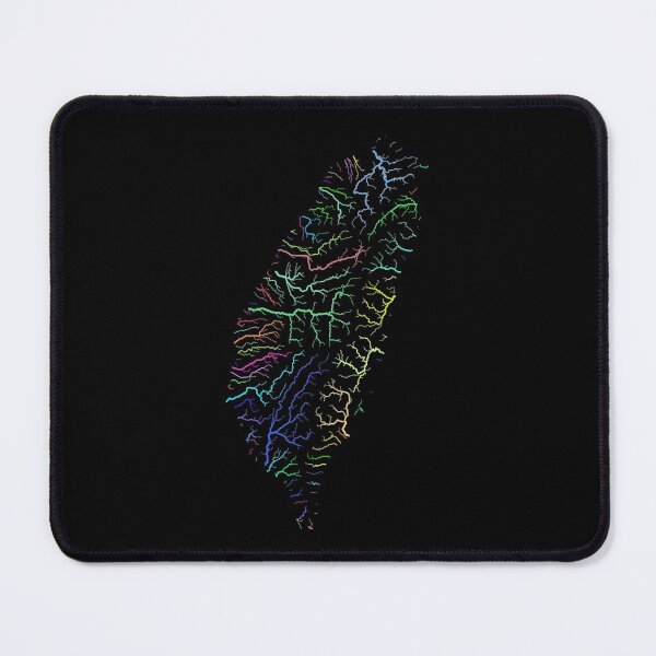Item preview, Taiwan River Basin Map in Rainbow Colours with Black Background designed and sold by GrasshopperGeo.