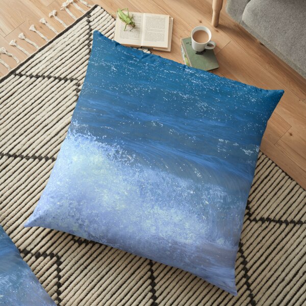 Breaking Cool Blue Waves Floor Pillow