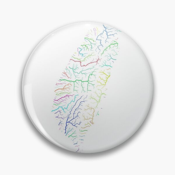 Item preview, Taiwan River Basin Map in Rainbow Colours with White Background designed and sold by GrasshopperGeo.