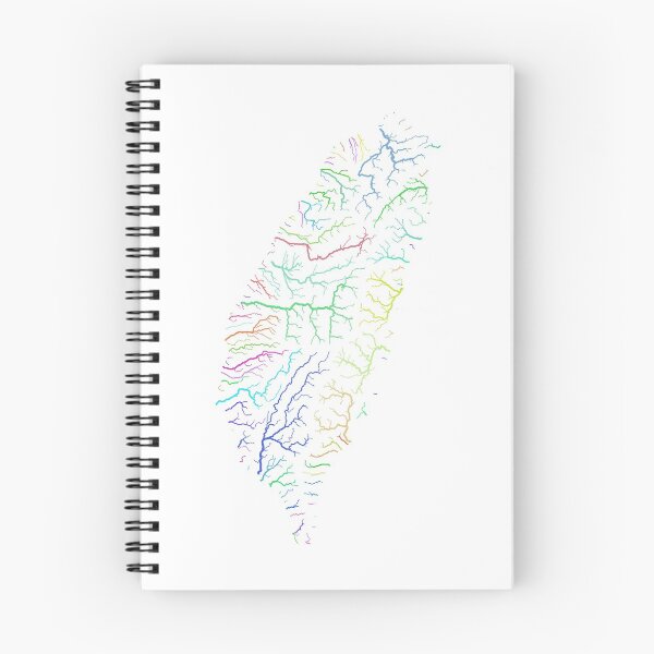 Item preview, Taiwan River Basin Map in Rainbow Colours with White Background designed and sold by GrasshopperGeo.