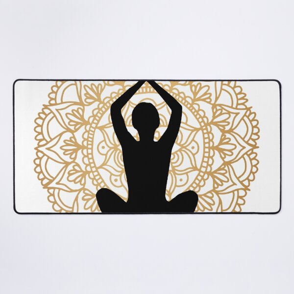 Lotus Yoga Pose Mandala Black White Gold Poster for Sale by Julie Erin  Designs