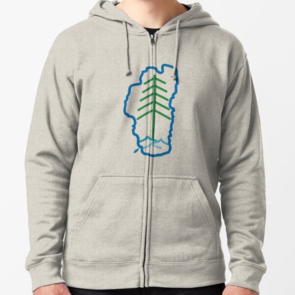 Lake Tahoe Outline with Tree and Water Zipped Hoodie