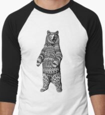Ornate Grizzly Bear Men's Baseball ¾ T-Shirt