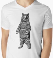 Ornate Grizzly Bear Men's V-Neck T-Shirt