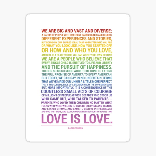 Vista previa del artículo con la obra «El amor es amor | Barack Obama | Rainbow | Derechos LGBTQ | Regalo del orgullo | Cotizaciones | Discurso | El matrimonio gay», diseñado y vendido por SmashingInkster.