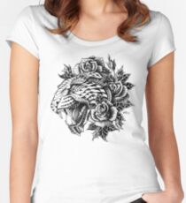 Camiseta entallada de cuello redondo Leopardo adornado
