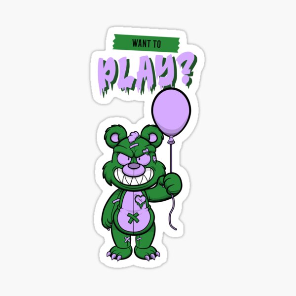 Want to Play? Bear with Balloon Sticker