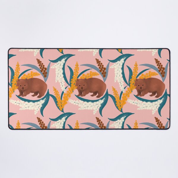 Wombat and Mimosa (aka waddle and wattle) Desk Mat