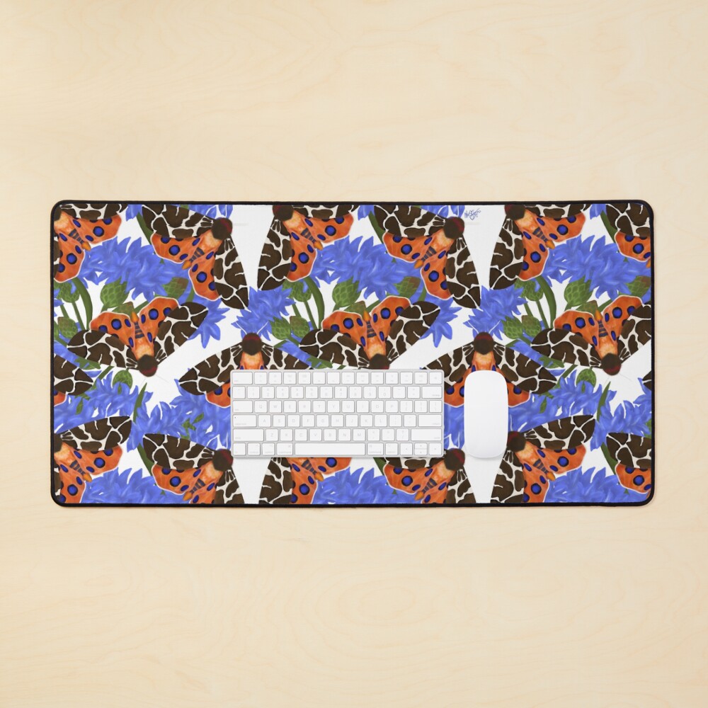 Garden Tiger Moth and Cornflowers Mouse Pad