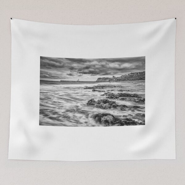 Item preview, Waves on Whitby Beach in Mono designed and sold by Incakola1.