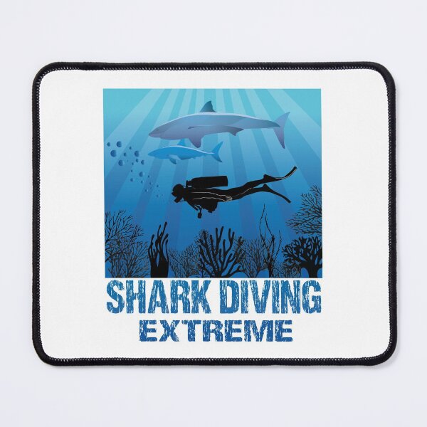 Item preview, Shark Diving Extreme Deep Water Sea Life Square designed and sold by TheInkElephant.