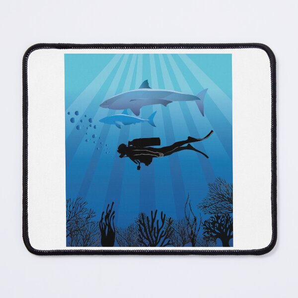 Item preview, Shark Diving Deep Water Sea Life Square designed and sold by TheInkElephant.