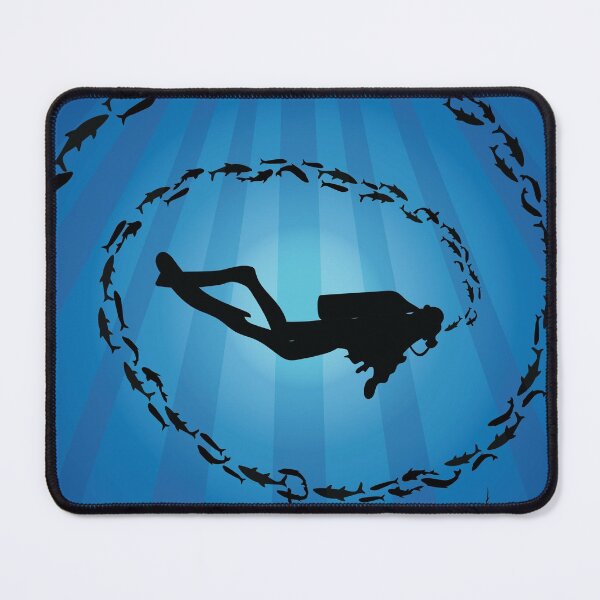 Item preview, Deep Water Diver Fish Shoal Square designed and sold by TheInkElephant.