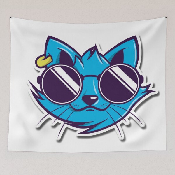 Item preview, Cool Kitty cat with earrings and sunglasses smiling to you designed and sold by TALAT-SHOPS.