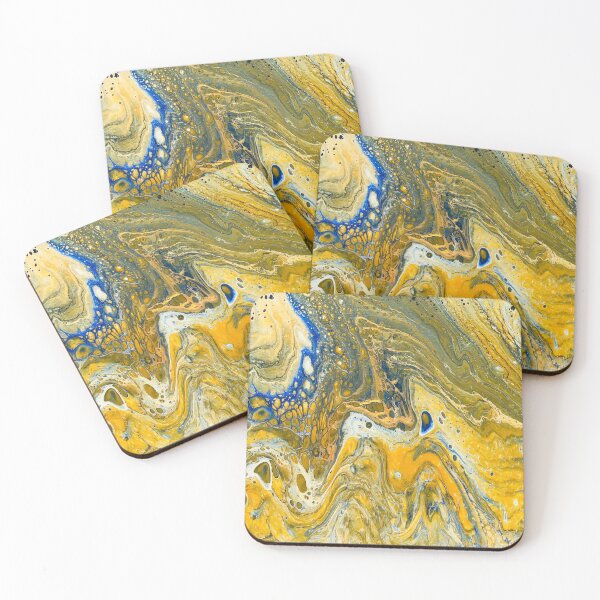 Item preview, Vivid Marbled Yellow Acrylic Pour designed and sold by v-art9.
